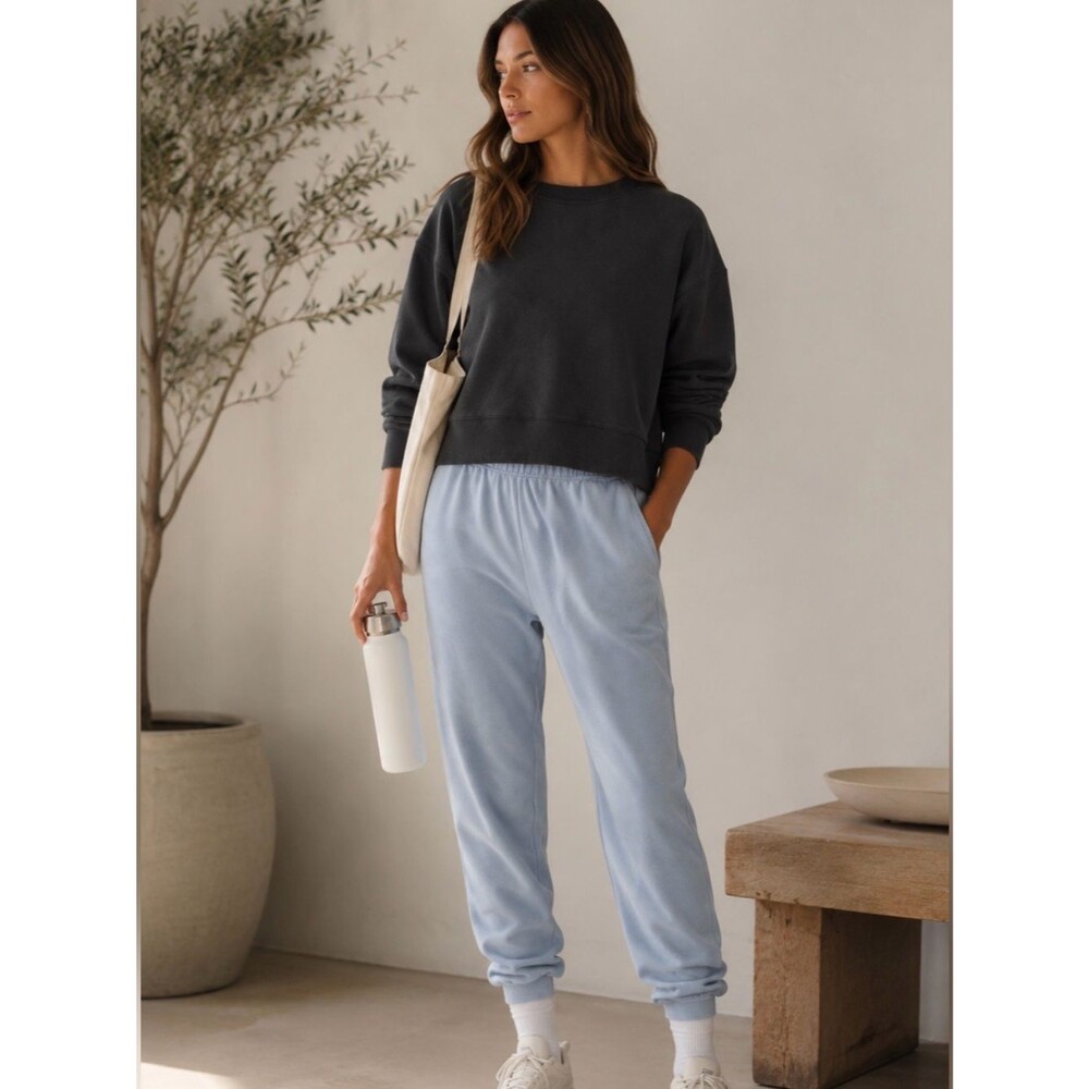 Lululemon Softstreme Cropped Crew Oversized Washed Black Charcoal M/L